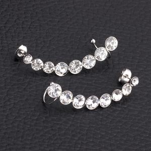 Nouvelles boucles d'oreilles en acier inoxydable couleur argent avec diamants pour femmes - Product Image 6