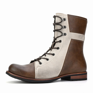Botas de Cuero para Hombre, Altura al Tobillo, Punta Redonda, con Cordones, Forro de Algodón Transpirable, Suela de Goma, Entresuela de EVA, Color Sólido, para Todas las Temporadas - Product Image 4