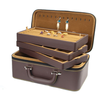 Organisateur de bijoux pour femmes Valise à bijoux en cuir PU Boîte de rangement amovible à 3 couches Boîte cadeau pour bracelet/bague/boucle d'oreille