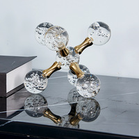 Accessoires de maison de luxe modernes, décoration d'intérieur en cristal, boule moléculaire en métal et cristal avec bulles, décoration de la maison