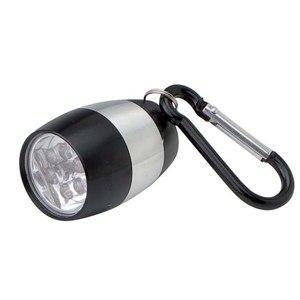 Mini lampe torche noire 6 LED D28 x 90 mm avec mousqueton pour porte-clés - Product Image 1