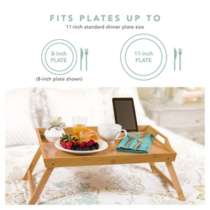 Bamboo Bed <strong>Tray</strong> <strong>Lap</strong> <strong>Desk</strong> with Phone Holder Wood <strong>Lap</strong> Sofa Adjustable Bamboo Serving <strong>Tray</strong> Portable Snack Platter with <strong>Folding</strong> Legs - Product Image 3