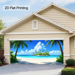 Spanduk Pintu Garasi Pemandangan Pantai Musim Panas Kustom 13x6FT Latar Belakang Tropis untuk Dekorasi Pesta Kolam Renang Dekorasi Dinding Dalam & Luar Ruangan - Product Image 2