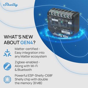 Shelly 2PM Gen4 wi-fi Zigbee Matter a 2 canali Smart relè interruttore misurazione alimentazione per automazione domestica Alexa SmartThings persiane - Product Image 3