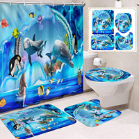 Rideau de Douche en Polyester Motif Requin Vie Marine, Rideau de Salle de Bain Imperméable Anti-Moisissure Séchage Rapide, Ensemble de Rideaux de Douche Vente en Gros