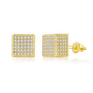Cube Stud Earrings Full Diamond Geometric Design Zinc Alloy Party Jewelry - Product Image 5