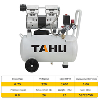 Compresseur d'air dentaire 220V de haute qualité, sans huile, silencieux, portable, 24L, 8 bars, moteur à pompe, refroidissement par air, air propre pour fauteuils dentaires