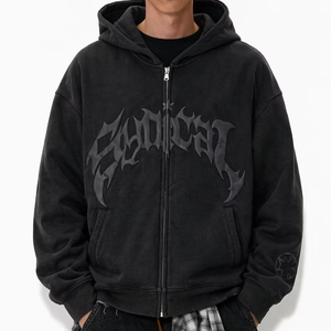 Sudadera con Capucha y Cremallera para <span class=keywords><strong>Hombre</strong></span>, Personalizada con Logotipo Impreso en 3D, 100% Algodón, Impresión DTG, de Alta Calidad - Product Image 2