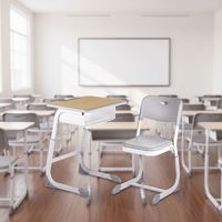 Ensemble bureau et chaise réglables pour étudiants avec tiroir et structure métallique pour l'étude en classe