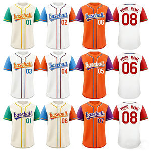 2025 venta al por mayor sublimación béisbol Jersey personalizado con cuello en V para hombre uniforme de béisbol botones completos camisetas de béisbol - Product Image 1