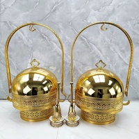 Ensemble de réchauds suspendus 8L pour buffet, design doré de luxe, support floral pour maintien au chaud des aliments, idéal pour les mariages haut de gamme et la restauration événementielle