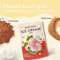 Poudre de crème glacée à la fraise personnalisée OEM, mélange pour crème glacée molle maison, sans gluten, préparation facile avec un rapport eau 1:2,5
