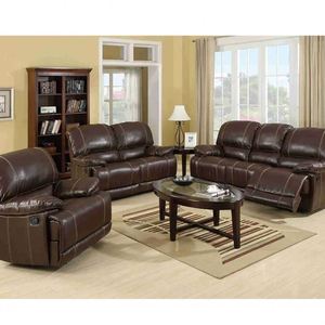 Sofá Seccional Reclinable de Cuero Marrón Moderno, Súper Cómodo, Extensible, con Masaje y Refrigeración, Muebles para Sala de Estar, Sillón de Salón - Product Image 1