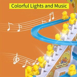 Battery Operated Plastic Auto Stair Climbing <b>Sliding</b> Railway Track Play Set 3 Ducks Roller Coaster Slot Toy With Light and Music - Product Image 4