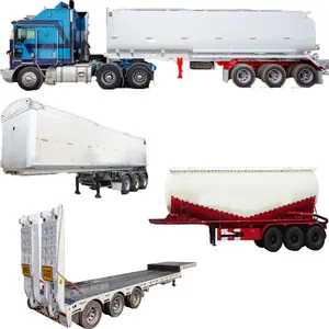 4 3Axle Aluminum Carbon Steel Customized Truck TrailerLarge Capacity Heavy Duty Machinery Container Carrier Semi Trailer