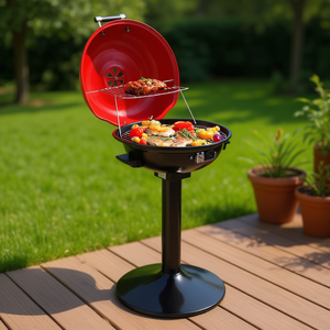 Parrilla Eléctrica de Doble Capa para Barbacoa, 1600W, Color Rojo, Portátil, para Uso en Interiores y Exteriores, Hogar y Jardín, Acero Pintado - Product Image 2