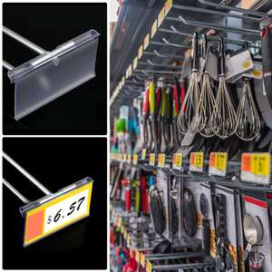 Crochet de fixation pour étiquette de prix avec fermeture à pression sécurisée, en plastique transparent, pour l'affichage des produits sur les étagères métalliques - Product Image 3