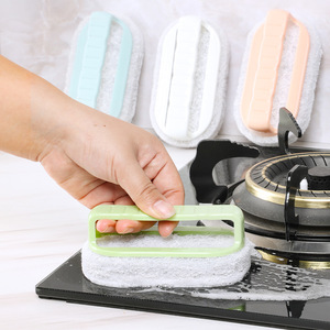 Éponge de nettoyage rectangulaire épaisse avec manche pour vaisselle et cuisine, détachant puissant - Product Image 2