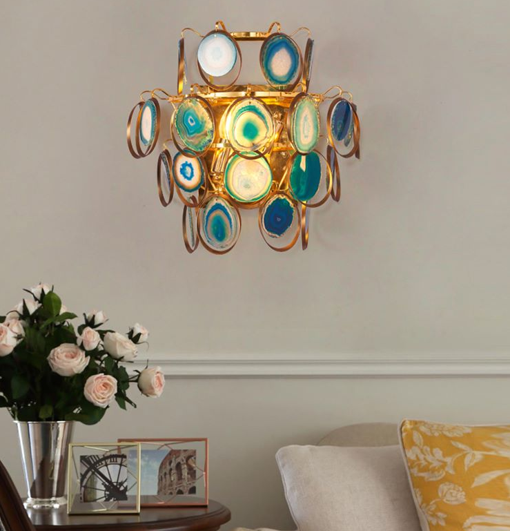 Living room lighting decoration chandeliers pendant lights luxury colored agate chandelier