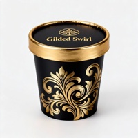 Gobelets à crème glacée en papier alimentaire dorés personnalisés, résistants aux fuites, pour les boutiques de desserts haut de gamme, les restaurants gastronomiques et les événements gourmands