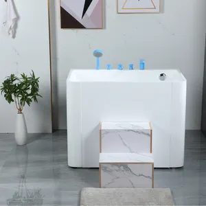 1.2 Meter Mini Kamar Mandi Berdiri Bebas Hot Sale Square dengan Kursi Jepang Bak Mandi