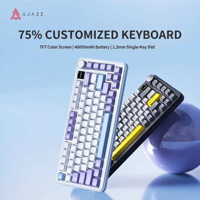 AJAZZ AK820max 75%Tri-Mode Wireless Mechanical Keyboard  Hot-Swappable Gasket Mount RGB Backlit for Gaming & Office