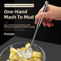 Robuuste aardappelstamper van roestvrij staal met ophanggat, handmatige groentepuree-stamper voor thuis & keuken, voedselbereiding & groothandel