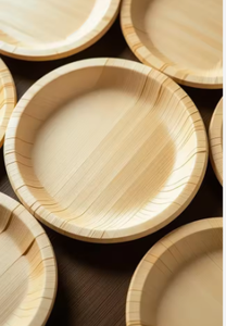 Assiettes et bols biodégradables en feuilles d'arec légères |   Vaisselle jetable de style traditionnel |   Écologique, 200 unités, usage quotidien - Product Image 3
