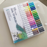 24 stylos marqueurs double pointe, stylo coloré à pointe fine, marqueur artistique et stylo pinceau pour la coloration pour adultes, la calligraphie, l'écriture, la planification