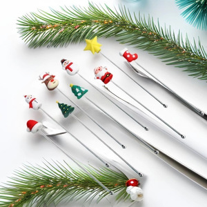 Cuchara Mezcladora Navideña de Acero Inoxidable 304, Diseño de Muñeco de Nieve, Varilla para Mezclar Té con Leche/Café, Herramienta para Agitar Bebidas en Bares de Cócteles - Product Image 3