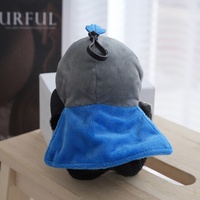 Personnalisé Noir Chat Chevalier Silly Cat Peluche Petit Animal Poupée Porte-clés avec PP Coton Remplissage Pendentif Accompagné d'un Sac de Poupée