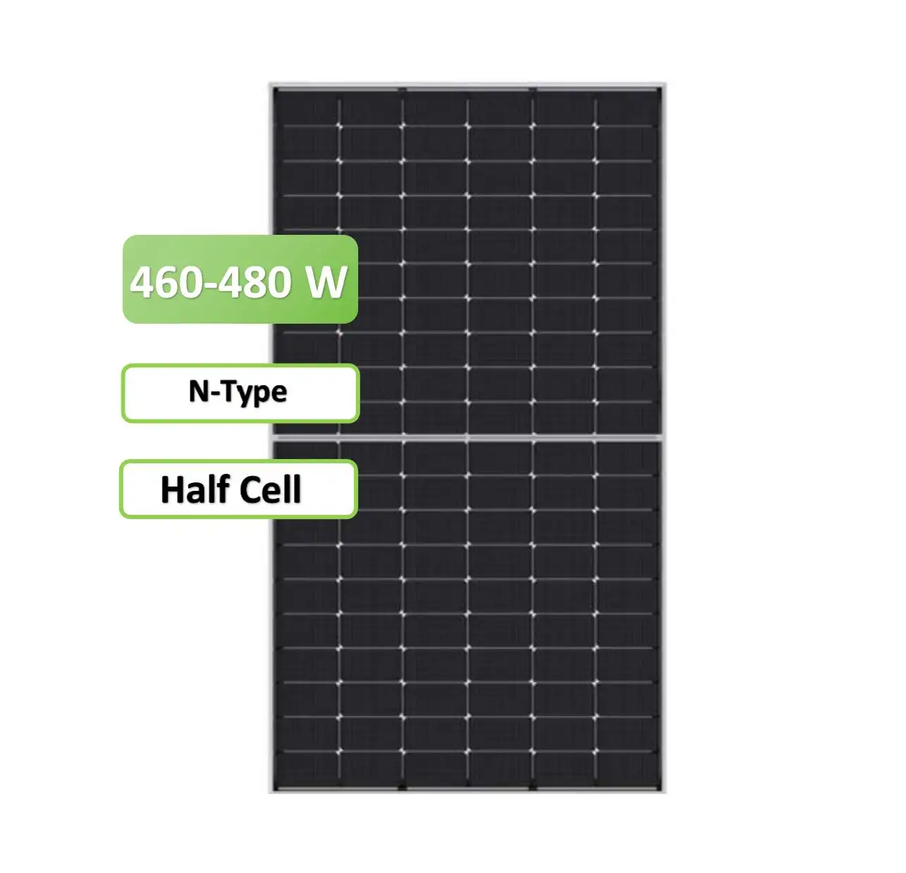 סוג N 460-480 וואט יעילות גבוהה PHOTOVOLTAIC תאים סולאריים פאנל POWER מונו-גבישי עם SMBB