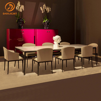 Table à manger de luxe en marbre/métal/bois/pierre frittée, design personnalisable, style italien moderne pour la maison, utilisation en hôtel, 10 places