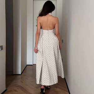 Vestidos de satén retro con lunares para mujer, de verano, lavables, de tela no tejida, largos hasta el suelo, ajustados, ropa de boutique al por mayor, ¡los más vendidos! - Product Image 5