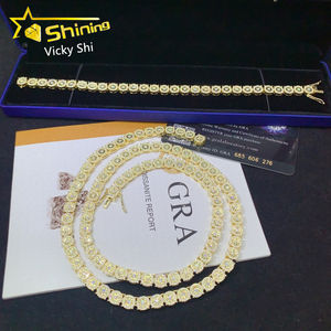 Collar <span class=keywords><strong>de</strong></span> Hip Hop chapado en oro y plata 925, 6,8 MM <span class=keywords><strong>de</strong></span> ancho, <span class=keywords><strong>tejido</strong></span> artesanal, moissanita, <span class=keywords><strong>cadena</strong></span> <span class=keywords><strong>de</strong></span> eslabones cubanos, probador <span class=keywords><strong>de</strong></span> diamantes - Product Image 5