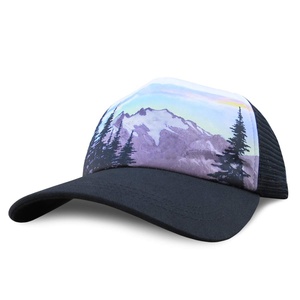 Bán Buôn Biểu Tượng Tùy Chỉnh Kỹ Thuật Số Thăng Hoa In Ấn Lưới Bọt Cap Không Có Cấu Trúc 5 Bảng Điều Chỉnh Trucker Mũ - Product Image 3