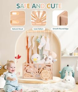 Panier de rangement en bois pour bébé, panier de douche pour bébé, panier de douche avec poignée, panier de bienvenue pour nouveau-né, garçons et filles, panier de rangement - Product Image 4