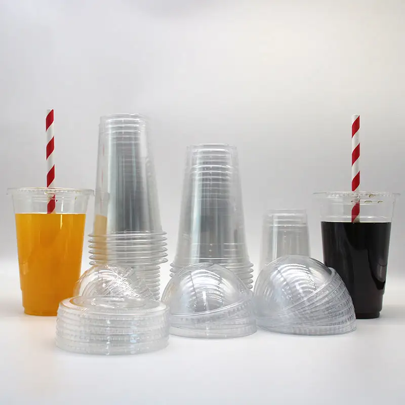 Bán hàng nóng 24oz rõ ràng ly nhựa dùng một lần biểu tượng tùy chỉnh trà sữa Smoothie Takeaway cup nhựa trong suốt Pet cup với nắp