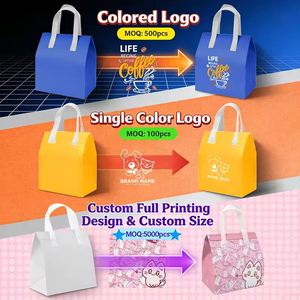 Customized Logo Disposable Aluminum Foil Non Woven Food Delivery Thermal Insulated Takeaway Cooler Bag With Handle - Product Image 2
