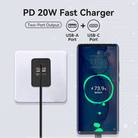 Cargador rápido plegable de tamaño mini de 20W, enchufe intercambiable de EE. UU., UE, Reino Unido, AU, para teléfonos móviles y ordenadores portátiles, de tamaño mini,
