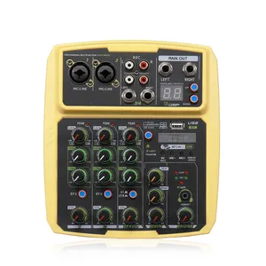 Mixer Audio Mini 4 Saluran DJ Mixer Suara Konsol MP3 USB Jack 48V Phantom Power