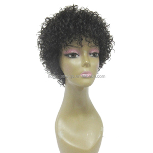 Nouveautés Perruque Cheveux Humains Sans Colle Courte Bob Afro Crépu Bouclé Coupe Pixie Jerry Curls pour Femmes Noires - Product Image 2