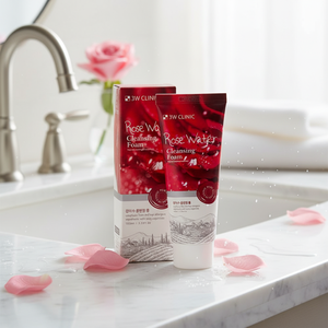 Cosmétique coréenne 3W CLINIC ROSE WATER CLEANSING FOAM Nettoyant visage blanchissant Démaquillant Soin des pores et du sébum 100ml Tous types de peau - Product Image 3