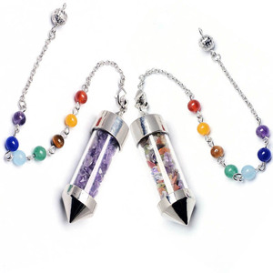 도매 핫 세일 크리스탈 진자 하이 퀄리티 크리스탈 자갈 소원 병 장식용 원뿔 정신 진자 - Product Image 1