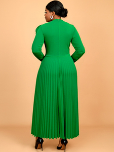 AM050803 Elegante <span class=keywords><strong>Abito</strong></span> da Chiesa Verde a Maniche Lunghe con Design a Libellula e Plissettatura a Linea A <span class=keywords><strong>per</strong></span> <span class=keywords><strong>Natale</strong></span> - Product Image 2