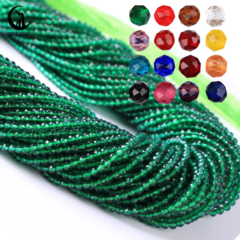 Zhe Ying Wholesale 2-3mm faceted hydro 2.Green chinese rondelle glass beads Crystal Faceted Rondelle Beads for jewelry making