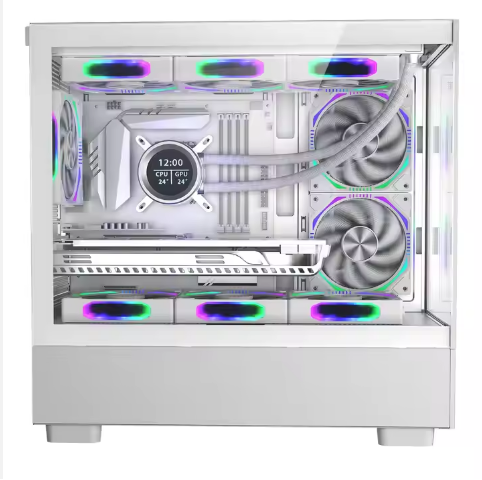 Custom Mini ITX ATX PC Case Dual Tempered Glass Panel Full View Gaming Desktop Mid-Tower Case Factory Supply