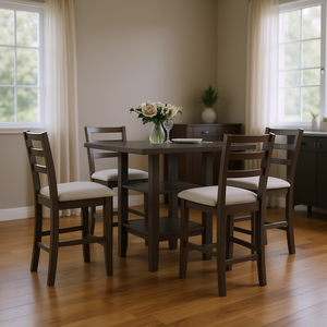 Set da Pranzo da 5 Pezzi con Sedie in Legno e Ripiani Portaoggetti, Design Moderno Grigio - Product Image 2