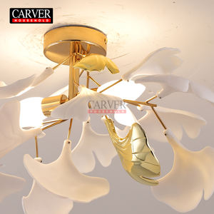 غرفة المعيشة الحديثة الفاخرة الكريستال ورقة قلادة مصباح النحاس فرع الفن فندق مطعم جزيرة منصة - Product Image 3