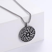Collier pendentif vintage en acier inoxydable, amulette Apollo, dieu du soleil, style punk, chaîne de pull, bijoux hip-hop